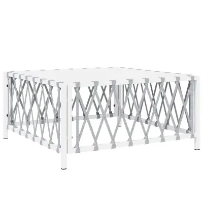 vidaXL Vrtna miza bela 70x70x34 cm tkanina
