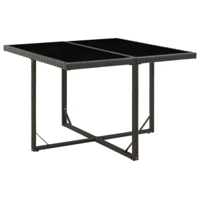 vidaXL Vrtna miza črna 109x107x74 cm poli ratan in steklo