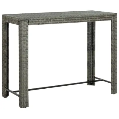 vidaXL Vrtna barska miza siva 140,5x60,5x110,5 cm poli ratan