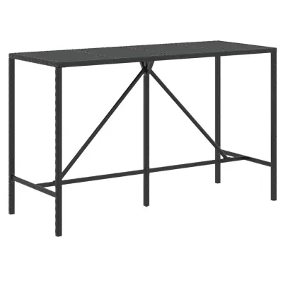 vidaXL Barska miza s stekleno ploščo črna 180x70x110 cm poli ratan
