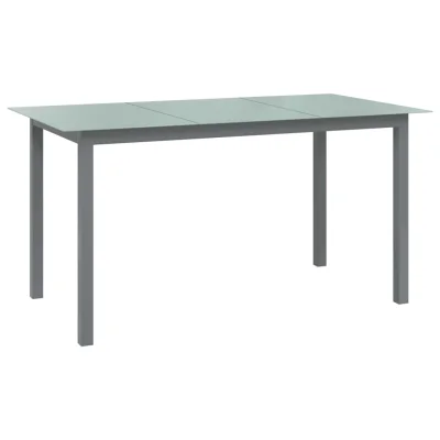 vidaXL Vrtna miza svetlo siva 150x90x74 cm aluminij in steklo