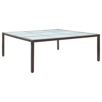 vidaXL Vrtna jedilna miza rjava 200x200x74 cm poli ratan