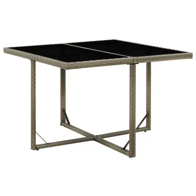 vidaXL Vrtna miza siva 109x107x74 cm poli ratan in steklo