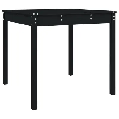 vidaXL Vrtna miza črna 82,5x82,5x76 cm trdna borovina