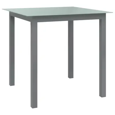 vidaXL Vrtna miza svetlo siva 80x80x74 cm aluminij in steklo