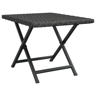 vidaXL Zložljiva miza črna 45x35x32 cm poli ratan