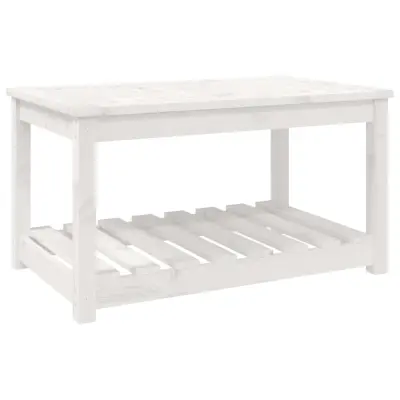 vidaXL Vrtna miza bela 82,5x50,5x45 cm trdna borovina