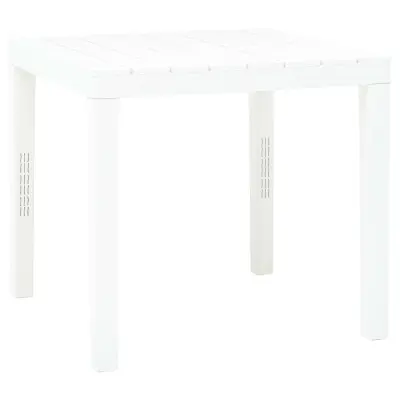 vidaXL Vrtna miza bela 78x78x72 cm plastika