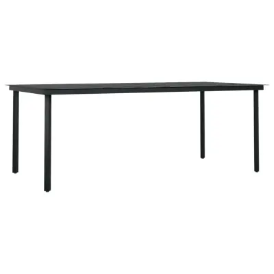 vidaXL Vrtna jedilna miza črna 200x100x74 cm jeklo in steklo