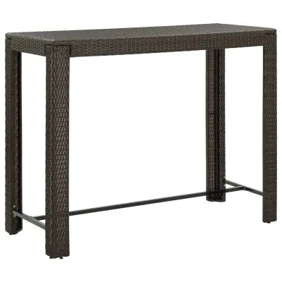 vidaXL Vrtna barska miza rjava 140,5x60,5x110,5 cm poli ratan