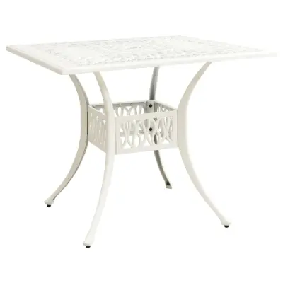 vidaXL Vrtna miza bela 90x90x73 cm liti aluminij