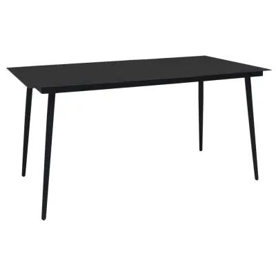 vidaXL Vrtna jedilna miza črna 190x90x74 cm jeklo in steklo
