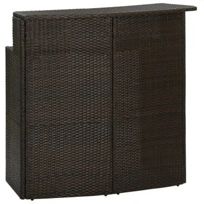 vidaXL Vrtna barska miza rjava 120x55x110 cm poli ratan
