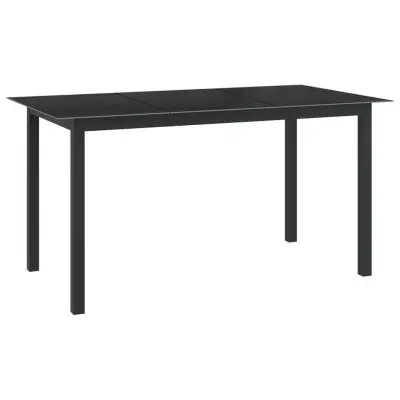 vidaXL Vrtna miza črna 150x90x74 cm aluminij in steklo