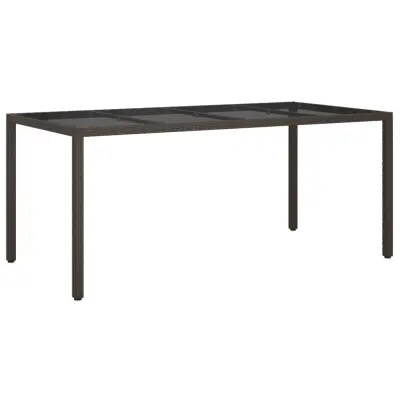 vidaXL Vrtna miza rjava 190x90x75 cm kaljeno steklo in poli ratan