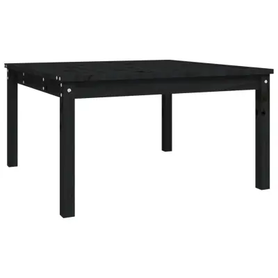 vidaXL Vrtna miza črna 82,5x82,5x45 cm trdna borovina