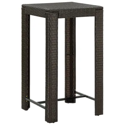 vidaXL Vrtna barska miza rjava 60,5x60,5x110,5 cm poli ratan