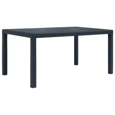 vidaXL Vrtna miza 150x90x72 cm plastika videz ratana antracitna