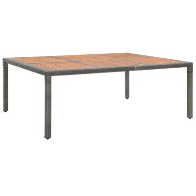 vidaXL Vrtna miza siva 200x150x74 cm poli ratan in akacijev les