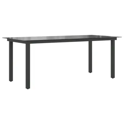 vidaXL Vrtna miza črna 190x90x74 cm aluminij in steklo