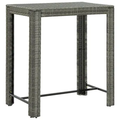 vidaXL Vrtna barska miza siva 100x60,5x110,5 cm poli ratan