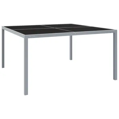 vidaXL Vrtna miza 130x130x72 cm siva jeklo in steklo