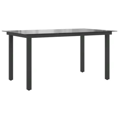 vidaXL Vrtna miza črna 150x90x74 cm aluminij in steklo