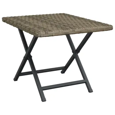 vidaXL Zložljiva miza siva 45x35x32 cm poli ratan