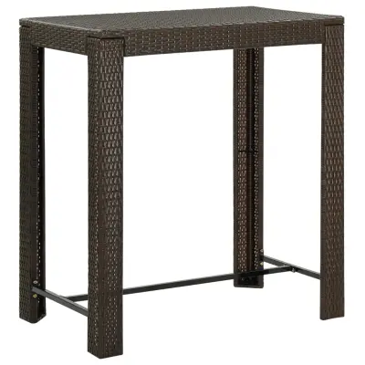 vidaXL Vrtna barska miza rjava 100x60,5x110,5 cm poli ratan