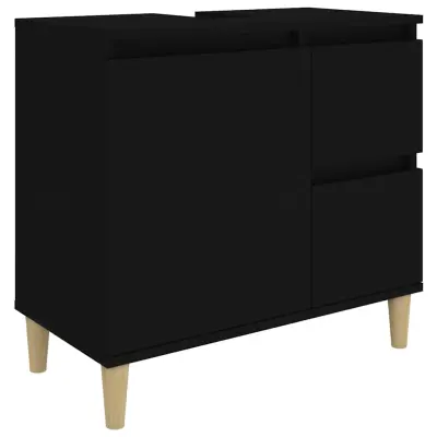 vidaXL Kopalniška omarica črna 65x33x60 cm inženirski les
