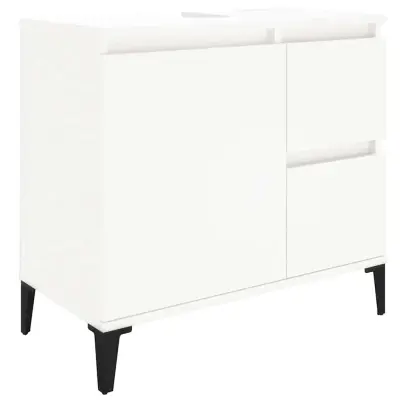 vidaXL Kopalniška omarica bela 65x33x60 cm inženirski les