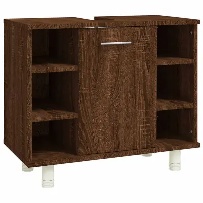 vidaXL Kopalniška omarica rjav hrast 60x32x53,5 cm inženirski les