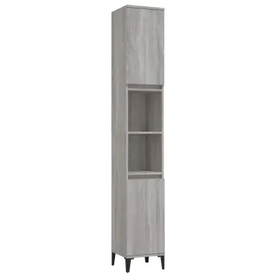 vidaXL Kopalniška omarica siva sonoma 30x30x190 cm inženirski les