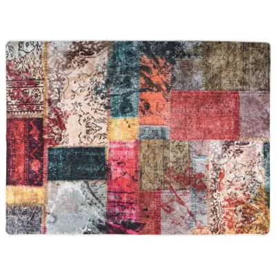 vidaXL Pralna preproga Patchwork 120x180 cm večbarvna protizdrsna