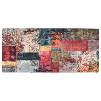 vidaXL Pralna preproga Patchwork 80x300 cm večbarvna protizdrsna
