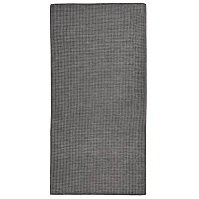 vidaXL Zunanja preproga ploščato tkanje 100x200 cm siva