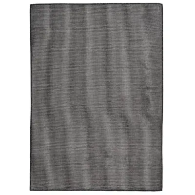 vidaXL Zunanja preproga ploščato tkanje 140x200 cm siva