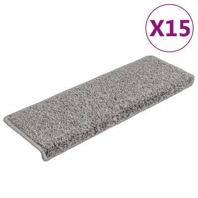 vidaXL Preproge za stopnice 15 kosov 65x21x4 cm sive