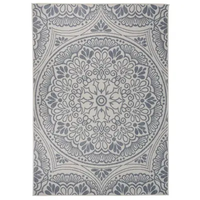 vidaXL Zunanja preproga ploščato tkanje 120x170 cm modri vzorec
