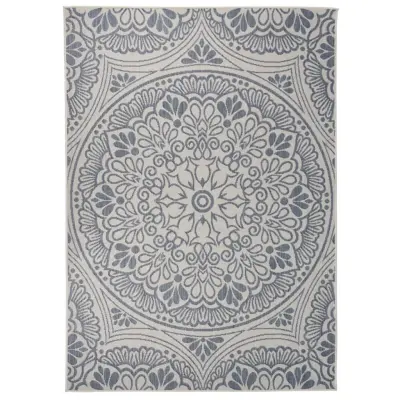 vidaXL Zunanja preproga ploščato tkanje 140x200 cm modri vzorec