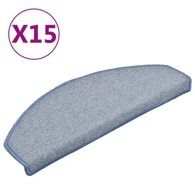 vidaXL Preproge za stopnice 15 kosov svetlo sive in modre 65x24x4 cm