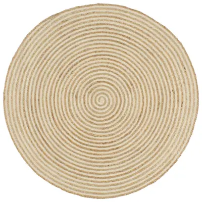 vidaXL Preproga iz jute bel spiralni dizajn ročno izdelana 90 cm