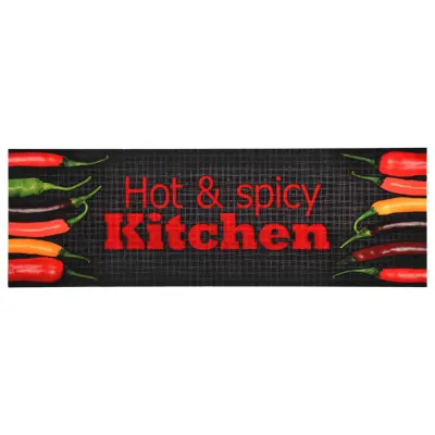 vidaXL Kuhinjska preproga pralna z napisom Hot & Spicy 60x300 cm