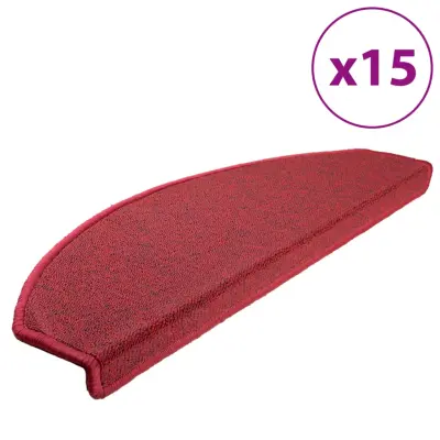 vidaXL Preproge za stopnice 15 kosov 65x24x4 cm bordo