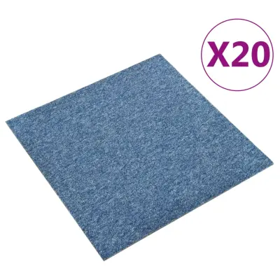 vidaXL Talna obloga preproga 20 kosov 5 m² 50x50 cm modra