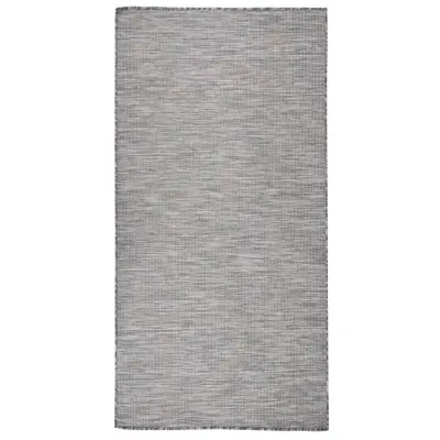 vidaXL Zunanja preproga ploščato tkanje 100x200 cm rjava in modra
