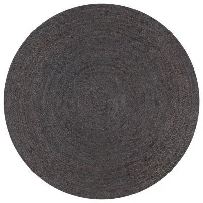 vidaXL Preproga iz jute okrogla ročno delo 120 cm temno siva