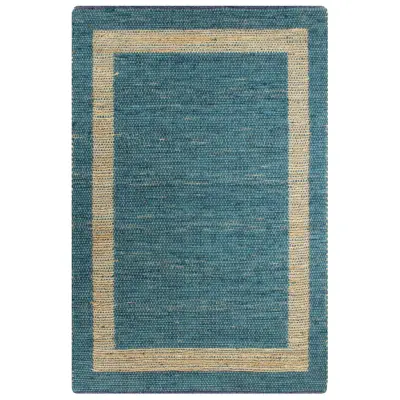 vidaXL Preproga iz jute ročno izdelana modra 160x230 cm