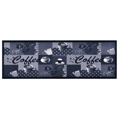 vidaXL Kuhinjska preproga pralna motiv kave modra 60x300 cm