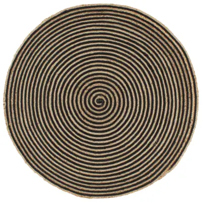 vidaXL Preproga iz jute črn spiralni dizajn ročno izdelana 120 cm